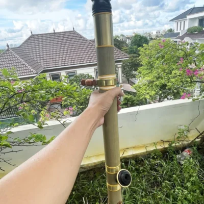 Điếu nứa bọc đồng trơn 66cm trang trí bắt mắt