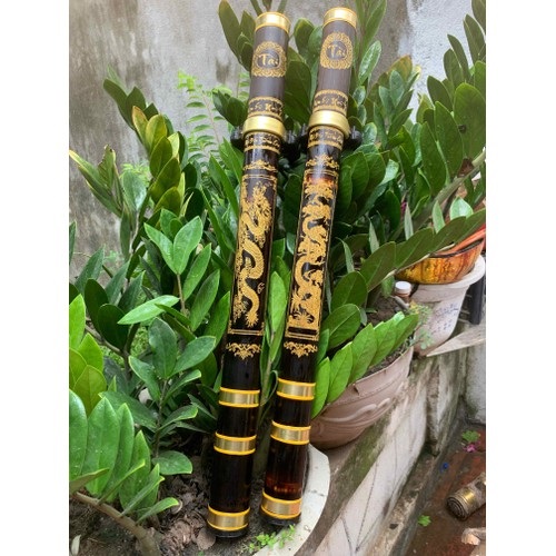 Điếu Cày Trúc Khắc CNC Họa Tiết Rồng 65cm